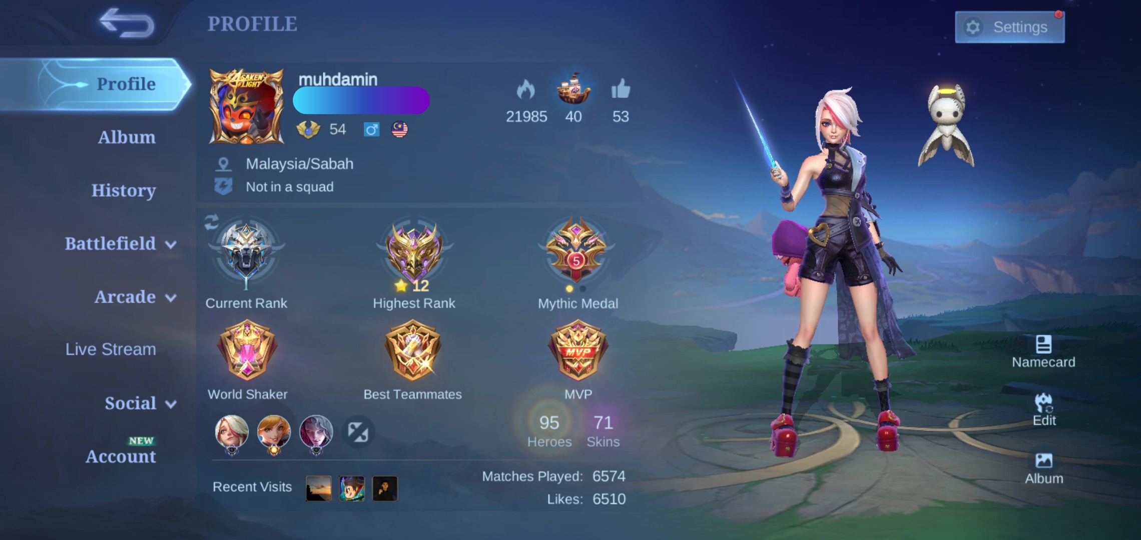 Hero 96|Skin 71|Emblem All Max |Starlight Franco & Karrie|4 Special #A017